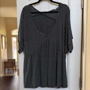 Chic Soul Black and White Striped Blouse